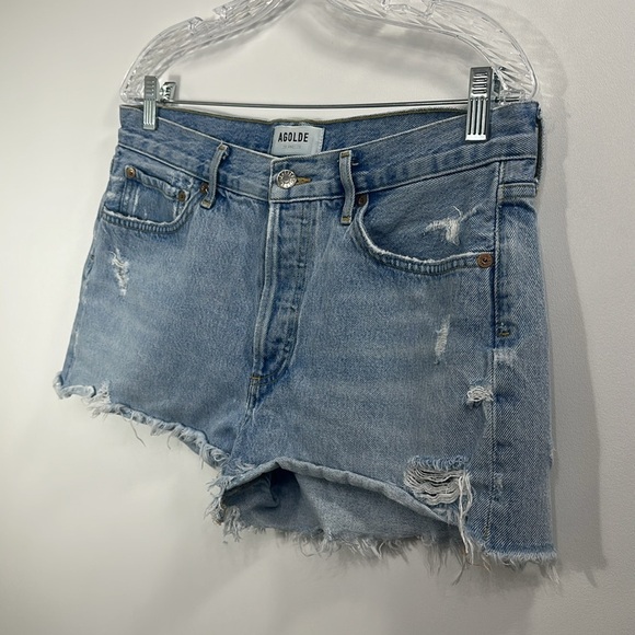 AGOLDE Parker Button Fly Distressed Raw Hem Shorts size 29 - Picture 2 of 10